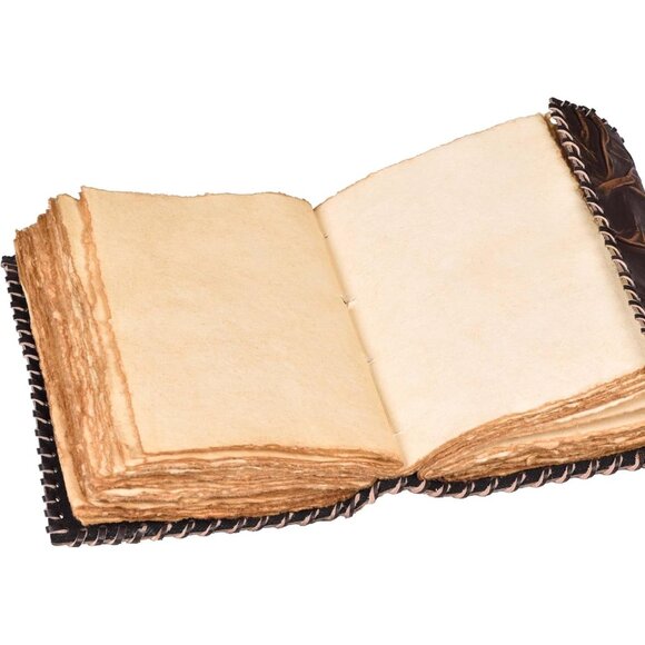 Vintage Spell Book Leather Bound Journal 7”X5” | 200 Pages |Brown| Blank Deckle - Picture 7 of 7